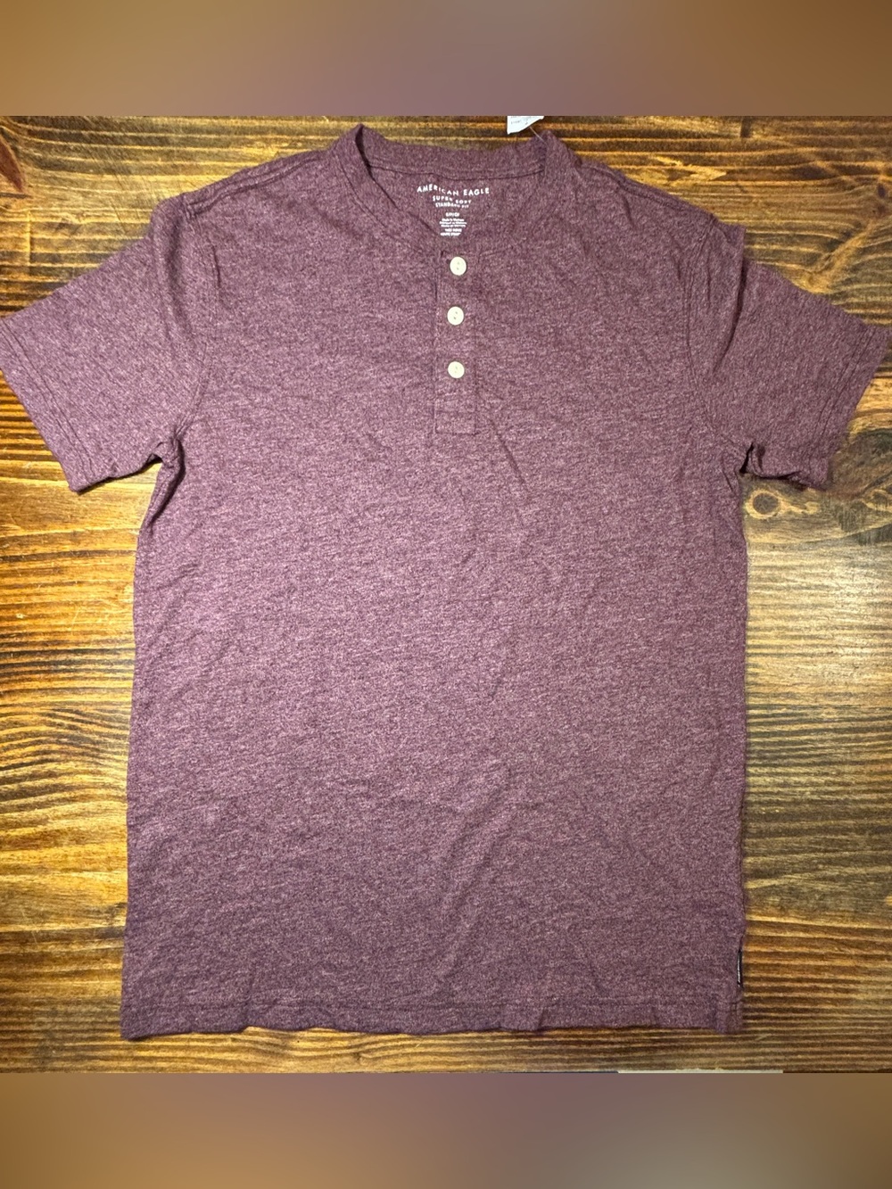 NWT American Eagle Men’s S Henley Shirt Burgundy Plum 100% Cotton Super Soft